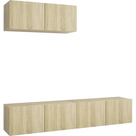 Mobile TV multimediale scaffale TV credenza televisione sala da pranzo soggiorno camera da letto 3 pezzi rovere Sonoma multistrato marrone 020028686