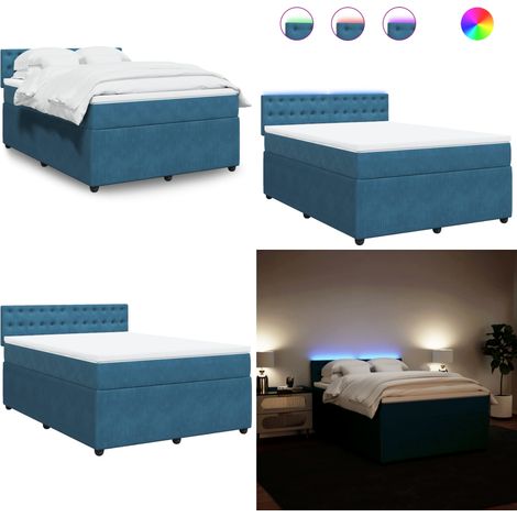 vidaXL Sommier à lattes de lit et matelas bleu 140x190 cm velours (1/5)
