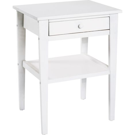 Table d'appoint 1 tiroir 46x35x60 cm en bois laqué blanc (1/2)