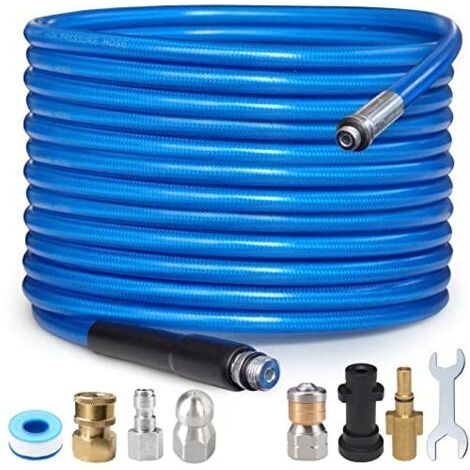 Tuyau de nettoyage de canalisations de 10 m Tuyau haute pression 3000 PSI/180 bars Système de rinçage et de nettoyage des canalisations pour nettoyeurs haute pression domestiques Kärcher K2, K3, K4, (1/5)