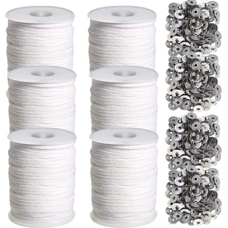 Bougies, 2/4/6/10 Rouleaux 61 mèche en Coton avec Support pour mèche pour Bougies, mèche Bougie tressée, pour la Fabrication Bougies, Cire soja, Bougies à Huile , kit pour la Fabrication Bougies (1/5)