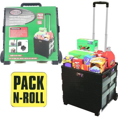 Chariot pliable avec caisse de 40 L, poignée télescopique, charge maximale 25 kg