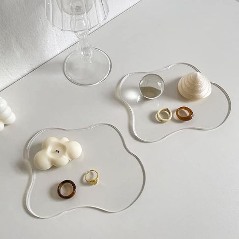 Lot de 2 Sous Verre Irréguliers en Acrylique pour Salle à Manger, Salon, Terrasse, Table Basse (Transparent) (1/5)