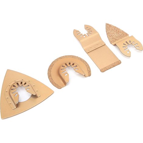 Ensemble de 4 lames de scie universelles pour outils multifonctions oscillants, pour la coupe du bois, du plastique et des métaux tendres. (1/5)