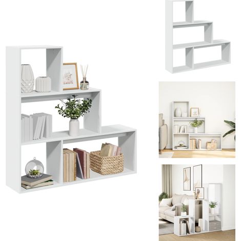 Raumteiler-Bücherregal 3 Stufen Weiß 123x29x123cm Holzwerkstoff - Raumteiler - Raumtrenner - Bücherregal - Raumteiler Bücherregal (1/5)
