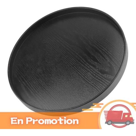 zerone plateau de thé de service Plateau de Service en Bois, Assiette Ronde en Bois Naturel, Plats de Serveur de culinaires plat (1/5)
