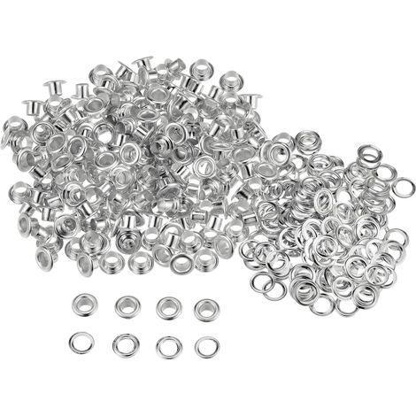 300 - Œillets en Métal - Rondelles - Fixation pour Cuir et Tissu - Résistant à la Corrosion - Usage DIY - Argent - 4mm x 8mm