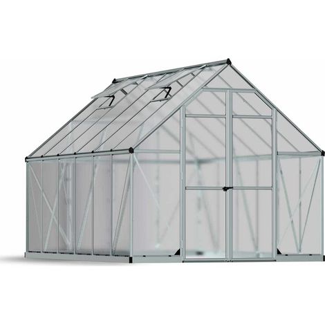 Palram – Serre de jardin polycarbonate 9m² – Structure aluminium – Double parois 4mm – 2 fenêtres d'aération – Hauteur 229 cm