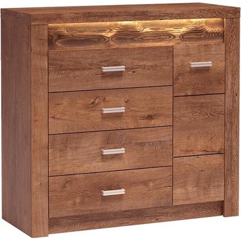 Cómoda Serfeno 115, Fresno, Con cajones y puertas, Número de cajones: 4, 104x109x42cm (1/3)