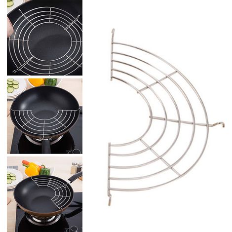 Grille de refroidissement pour aliments en acier inoxydable, grande taille, pour wok et poêle (1/5)