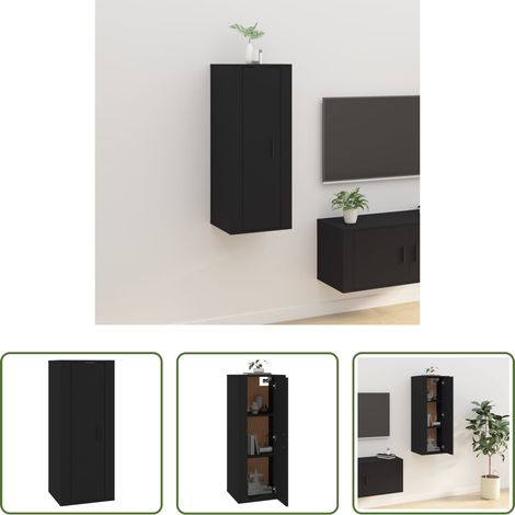 Wandmontage - TV-Wandschrank Schwarz 40x34,5x100 cm (1/5)