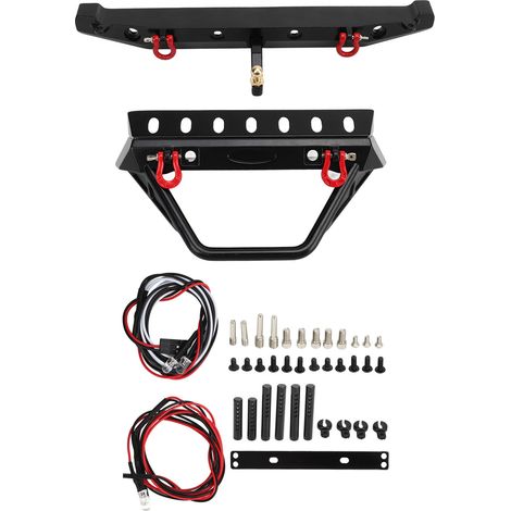 Pare-chocs avant et arrière noir avec support treuil, anneaux de remorquage et feux LED pour Axial SCX10 90046, SCX10 III AXI03007, AXI03003 (5-11V) (1/5)