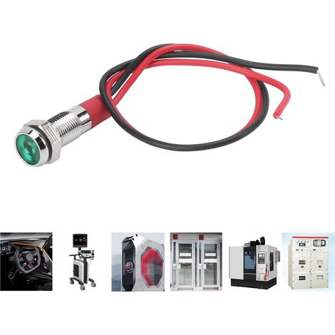 Voyant lumineux LED étanche en métal de 6 mm, petit voyant d'alimentation avec fil, vert. (1/5)