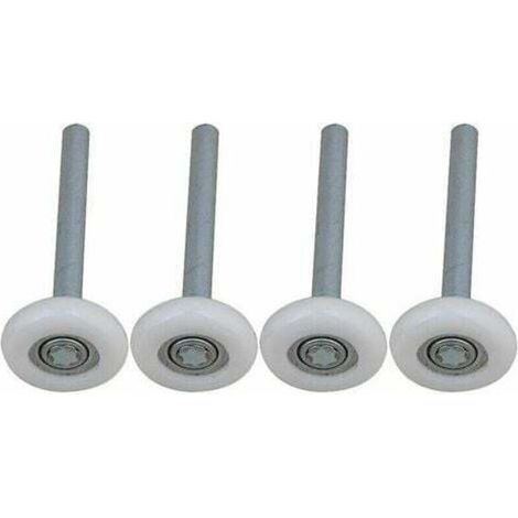 Lot de 4 roulettes de porte de garage nylon – Roulement à billes scellé – Tige 115mm – Pour portes automatiques et en bois massif