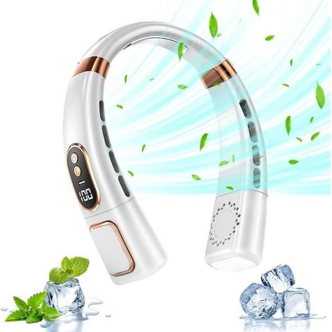 Wiederaufladbarer USB-Nackenventilator – Leise – 5 Geschwindigkeitsstufen – Freihändig (1/3)
