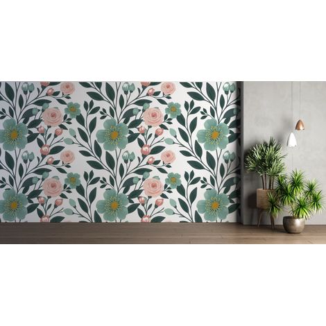 Papier peint fleuri - fleurs sauvages modernes - 150 x 250 cm (1/2)