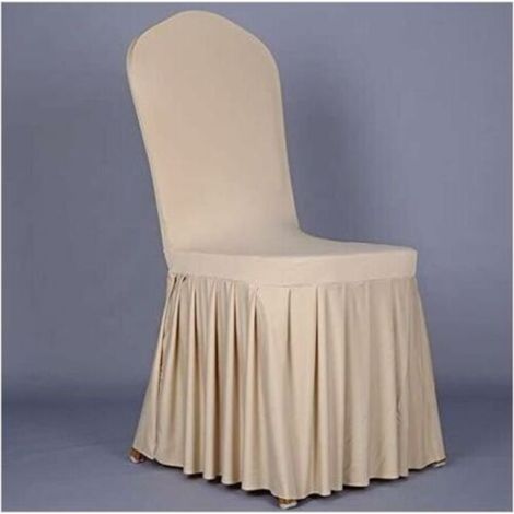 4 housses extensibles universelles pour chaises – Jupes décoratives élastiques pour mariages, cérémonies, réceptions et réunions (couleur champagne) (1/5)
