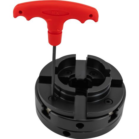 Virellio – Mandrin 4 mors autocentrant pour tour à bois 100 mm – Acier 45 – Serrage 39-76 mm – Filetage M33×3,5 mm – Précision 0,3 mm (1/5)