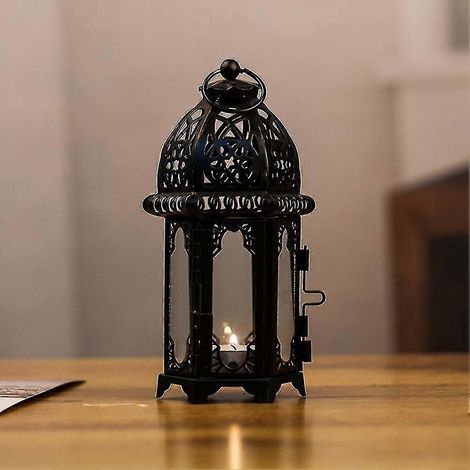 Lanterne décorative d'intérieur, lampe style marocain, bougeoir en fer et verre, cadeau pour la maison (1/3)