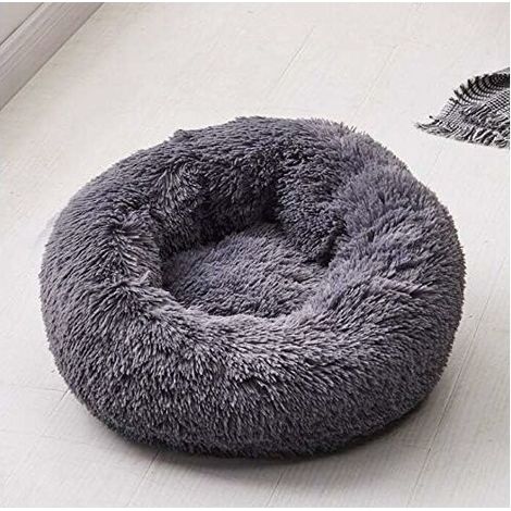 Couchage Panier Rond pour Chien Chat, Corbeille en Peluche Coussin Matelas Epais Hiver Lit Rond pour Animal Domestique (XS/40cm, Gris Foncé) (1/4)