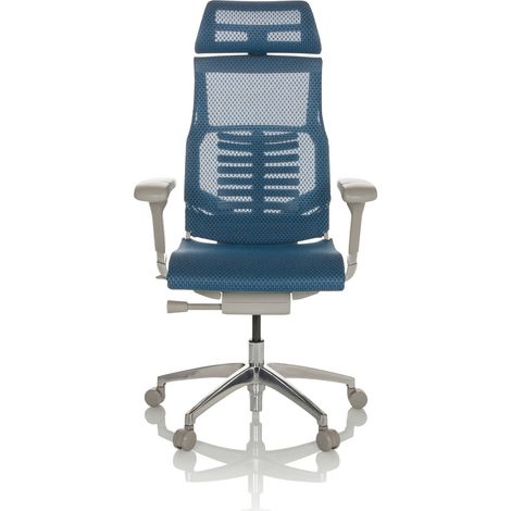 [NEUWERTIG] B-Ware Hjh Office Bürostuhl Chefsessel Drehstuhl Dynafit Ii G Netzstoff Blau Armlehne