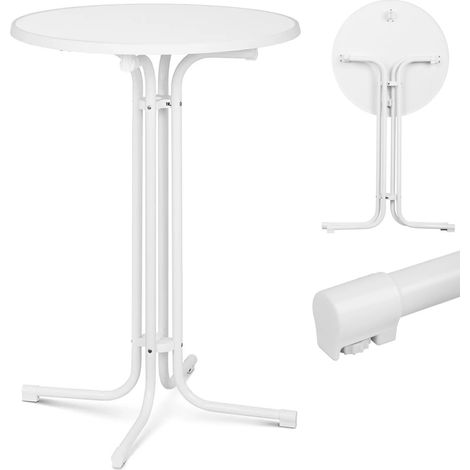 Tavolo, tavolo da bar rotondo, alto, pieghevole, dia. 80 cm alto 110 cm bianco (1/5)