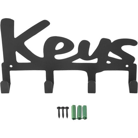 Wandschlüsselhalter mit 4 Haken, Schrauben und Rohdübel im Lieferumfang enthalten, „Schlüssel“ aus Gusseisen (1/5)