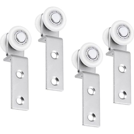 4 Stück 20-mm-Schiebetürrollen, Metall-Lagerrollenblock für biegsame Rohre, Schrankrolle mit zwei Kunststoffrädern für Kleiderschränke (1/5)