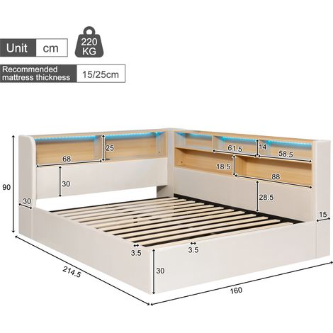 Cama diván 140x190 cm beige de terciopelo con almacenamiento hidráulico, LED y puertos USB-C (1/5)