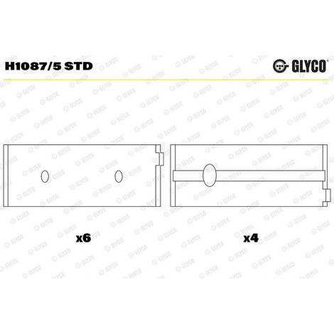Coussinet de paliers de vilebrequin GLYCO H1087/5 STD CITROËN 0113.E6 0113.E7