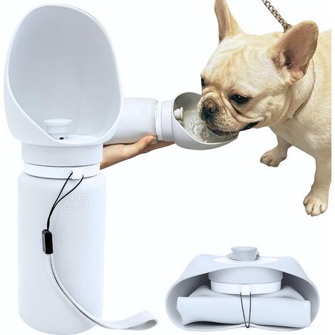Dog Water Bottle, 550 ml, Waterproof Travel Water Bottle for Pets with Dispenser, Lightweight Water Bowl for All Sizes of Dogs, Ideal for Walking, Travel and Hiking (1/5)