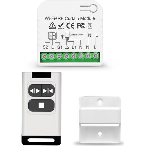 Module de Contrôleur de Volet Roulant Intelligent sans fil avec Télécommande RF 433 MHz, Contrôle WIFI APP Compatible avec le Contrôle Alexa/Google Home APP et Commutateur Manuel (1/5)