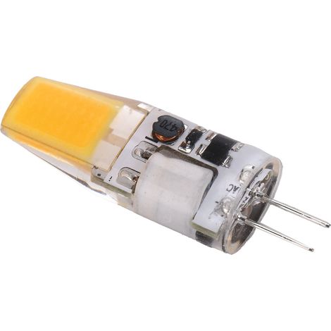 Bombilla LED COB de silicona G4 de 5 W para lámparas de araña y plafones, 12 V CA/CC, blanco cálido 2700 K-3100 K. (1/5)