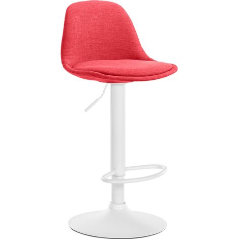 Sgabello da bar moderno e confortevole x1 seduta in tessuto rosso gambe in metallo bianco 100006275