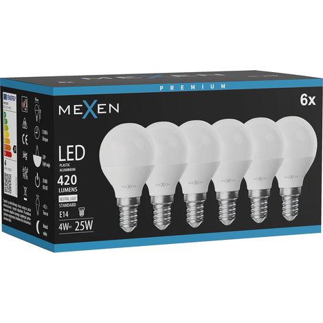 Mexen Nova 6x LED-Glühbirne E14, G45, 4W, Neutral - 4000K, 420 lm - L101-E14-0440-01x06 (1/5)