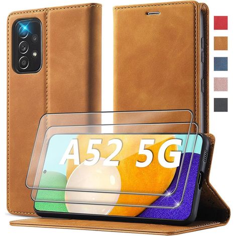 Klapphülle für Samsung A52s 5G mit Ständer, Kartenfach & 2 Schutzfolien (1/5)