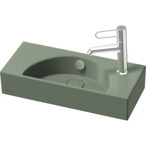 Lave-mains compact 50 cm JACOB DELAFON Odéon Rive Gauche 1 trou de robinetterie à droite Kaki satiné avec bonde