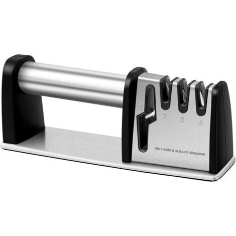 Aiguiseurs de couteaux, accessoires de cuisine professionnels 4 en 1, outil d'affûtage de lames et de ciseaux de cuisine, aiguiseur manuel pour couteaux de cuisine (1/4)