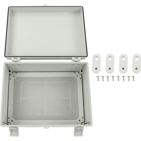 Boîte de jonction étanche extérieure ABS grise 15,7 x 11,8 x 6,7 pouces avec couvercle à charnière, boîtier électrique isolé pour jardin (1/5)