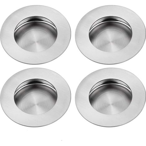 Poignées de tiroir encastrées rondes en acier inoxydable (4 pièces argent) (1/4)