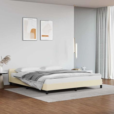 Bettgestell mit Kopfteil ohne Matratze Creme 180x200 cm (1/5)