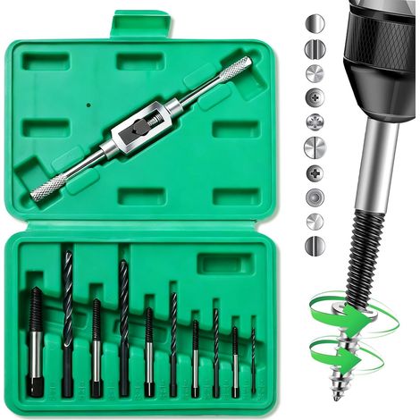 Lot de 11 extracteurs de vis à gauche - Extracteur de vis - Tournevis - Pour perçage et retrait - Pour M3-M12 et 1/8"-1/2" (1/5)