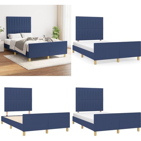 Bettgestell ohne Matratze Blau 120x190 cm Stoff - Bettsofa - Holzbettfundament - Lattenrost - Boxspringbett - Doppelbett - Home & Living (1/5)