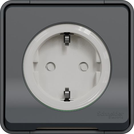 Mureva Styl - Prise de courant 2P+T schuko - saillie - IP55 - IK08 - gris - MUR36034