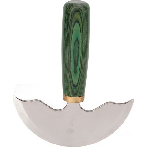 Ledermesser mit runder Klinge und halbkreisförmigem, grünem Holzgriff, handgefertigt, DIY-Lederschneidemesser, Lederbearbeitungswerkzeug (1/5)