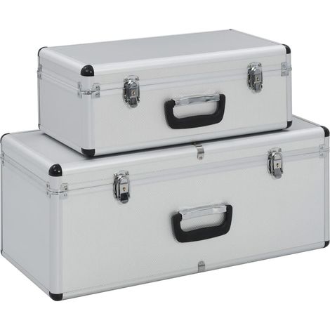 Scatole portaoggetti 2 pezzi argento alluminio 020003230