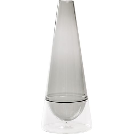 Vaso Conosfera 58 in vetro borosilicato soffiato a mano, design elegante con tecnica incalmo, colore Grigio, complemento d'arredo artistico