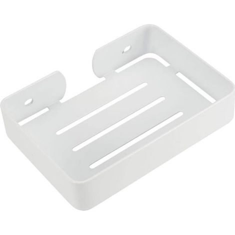 Wall-mounted stainless steel soap dish with shower installation kit, white (1/4)