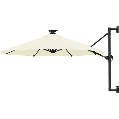 Parasol mural avec mât métallique et led 300 cm sable