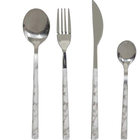 Ménagère 16 Pièces en Inox Manche Effet Marbre (1/3)